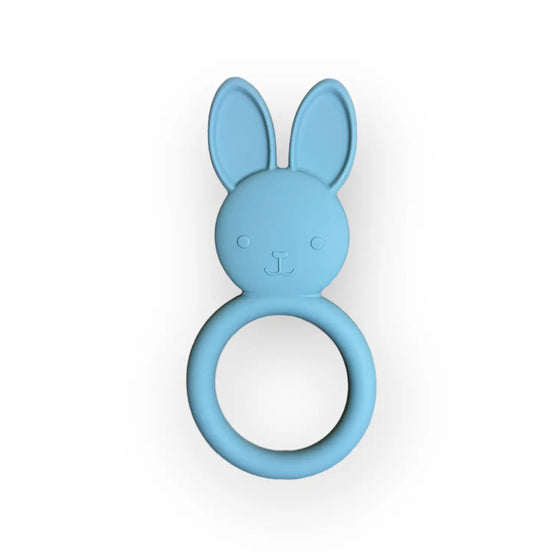 All Silicone Bunny Teething Ring- Slate
