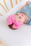 Baby Bling® Tulle FAB® Skinny nylon headband with tulle bow: Pleated Rose Quartz