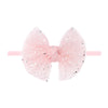 Baby Bling® Tulle FAB® Skinny nylon headband with tulle bow: Pleated Rose Quartz