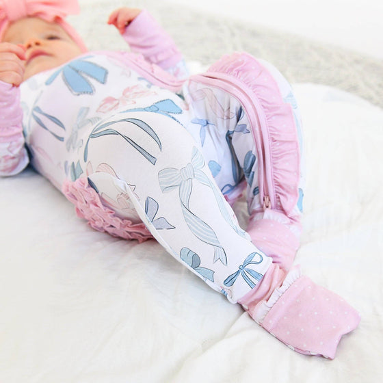 Samantha Bows RUFFLE ZIP Bamboo Sleeplies Little Outfit