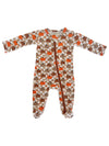 2-Way Zip Footie, Pumpkin Checkerboard