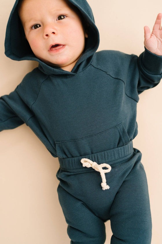 Navy Hoodie Romper Set