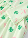 St. Patrick's Day Bow Shamrock Print Ruffles Girls Dress