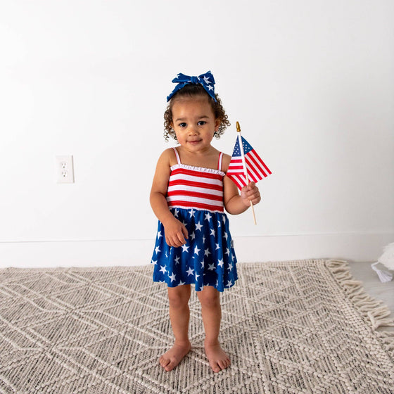 Quincy Stars & Stripes Smocked Tiered Tutu Bamboo 4th ofJuly