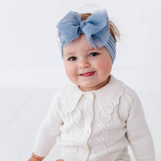 Baby Bling® Tulle FAB® soft nylon headband with tulle bow: Pleated Cherry