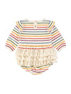 Countryside Rainbow Stripe Knit Long Sleeve Flutter Bubble Romper