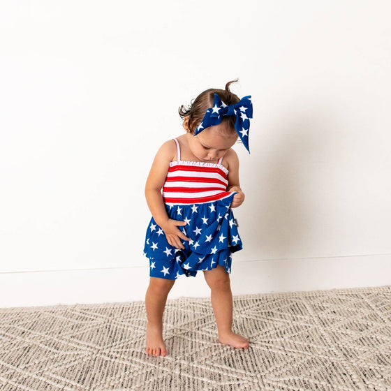 Quincy Stars & Stripes Smocked Tiered Tutu Bamboo 4th ofJuly