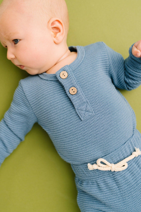 Dusty Blue Waffle Cozy Set