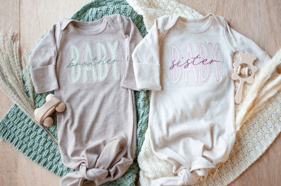 Mocha Knot Gown Green Baby Brother