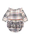 Homegrown Harvest Plaid Long Sleeve Ruffle Trim Bubble Romper