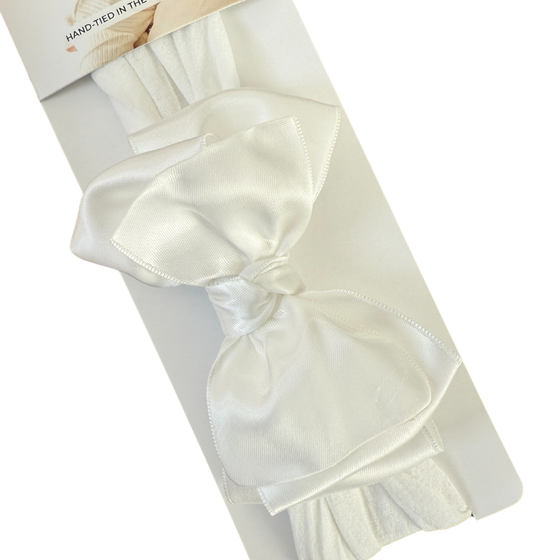 Baby Bling® Satin Small Classic Bow on soft nylon headband: Rosebud