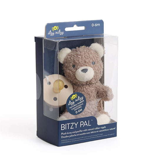 Bitzy Pal Natural Rubber Pacifier & Plush: Bow