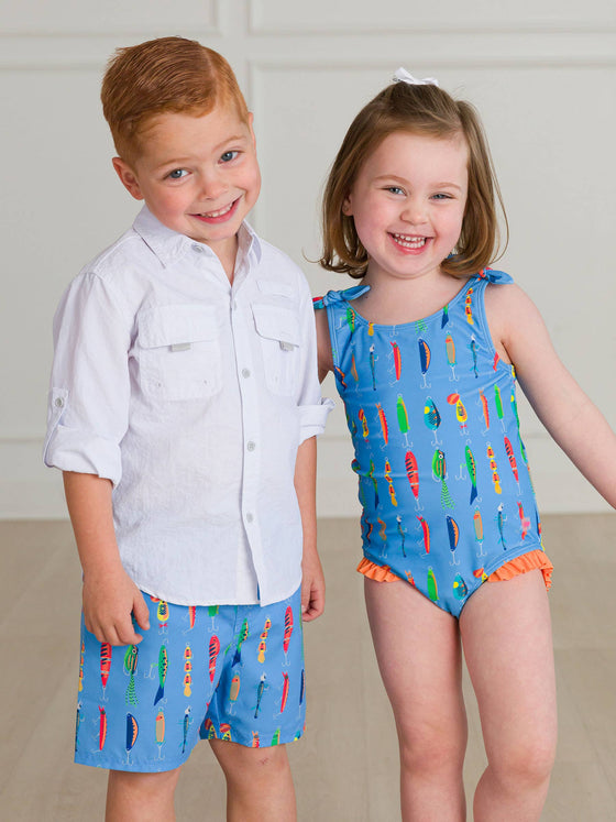 Gone Fishin Swim Trunks