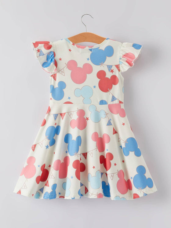 Mouse Printed Fourth of July Dress