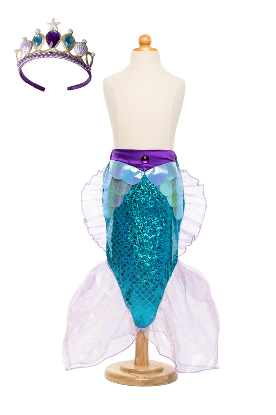 Mermaid Glimmer Skirt Set with Headband Purple/Blue