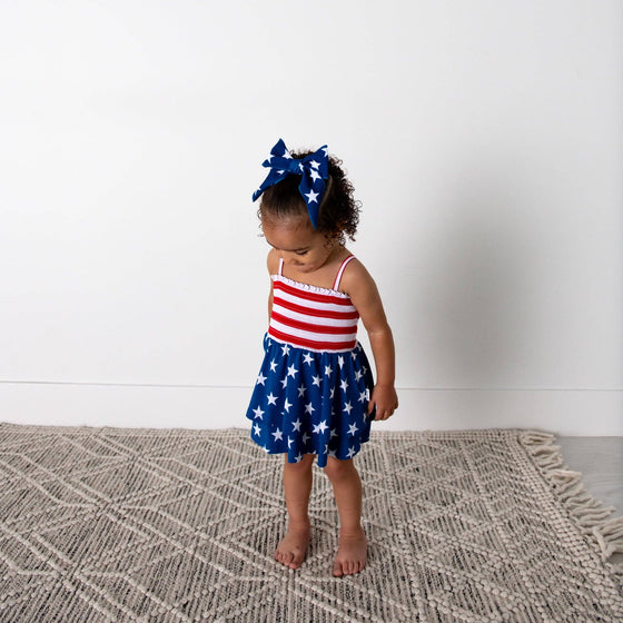 Quincy Stars & Stripes Smocked Tiered Tutu Bamboo 4th ofJuly