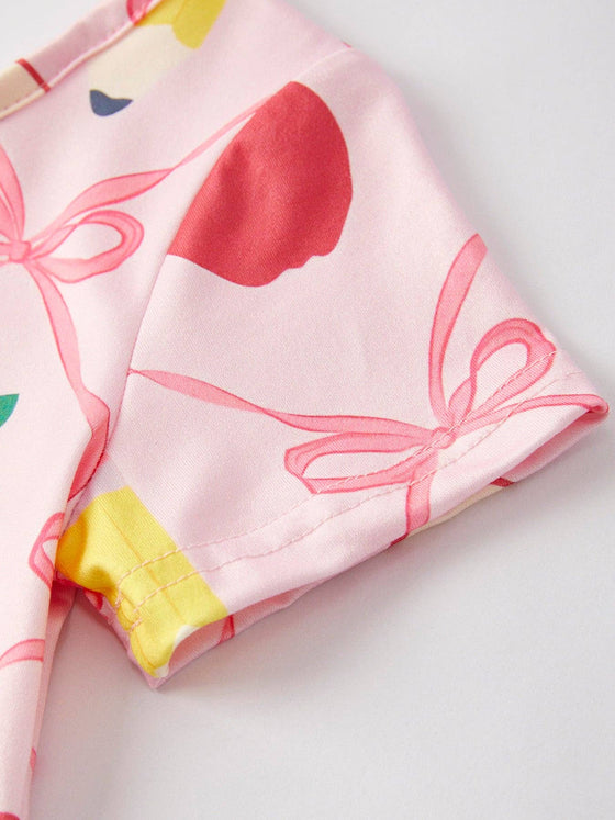 Back to School Cute Apple and Pencil Print Dress