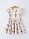Bluey Rainbow Characters Print Girls Ruffle Dress