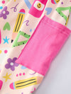 Back to School Print Girls Dress Short Sleeve Pocket