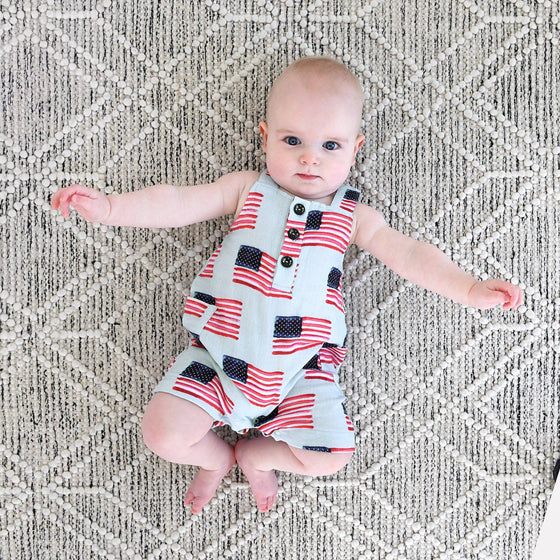 George Blue Flag Organic Coastal Coveralls 4th of July
