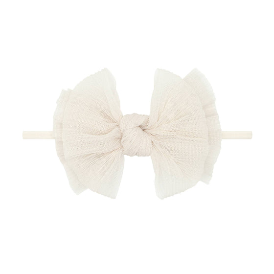 Baby Bling® Tulle FAB® Skinny nylon headband with tulle bow: Pleated Rose Quartz