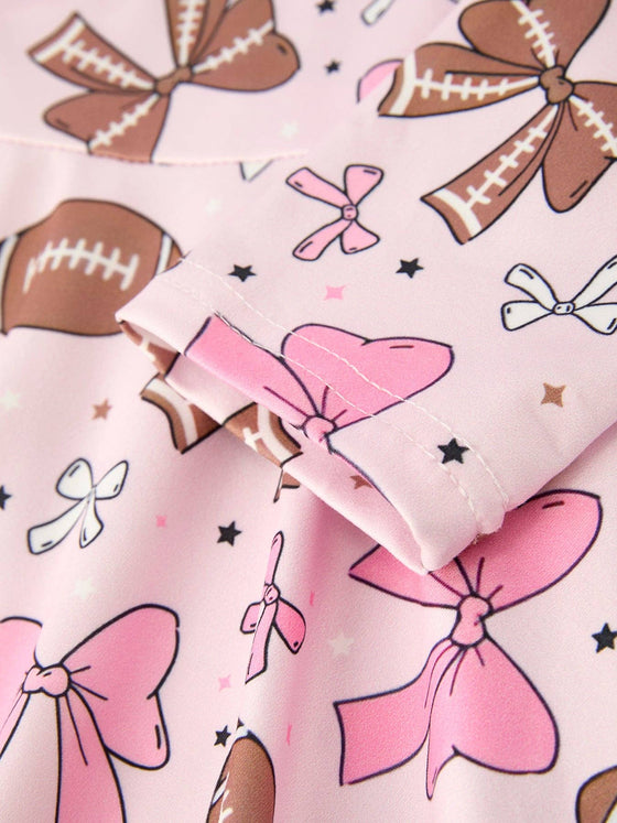 Girls Pink Dress with Football and Bow