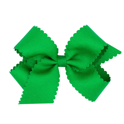 King Scalloped Edge Grosgrain Bow- Apple Green