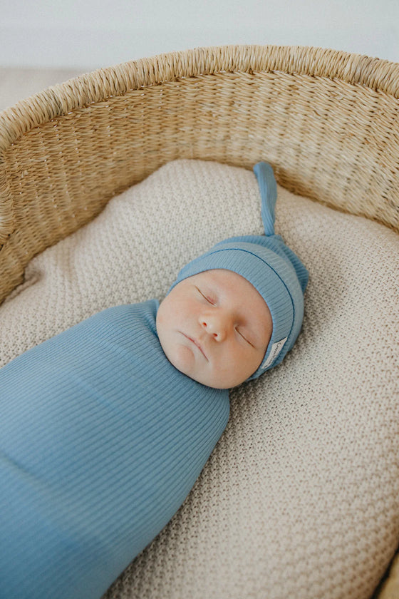 Rib Knit Swaddle Blanket - Atlantic