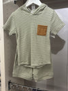 Boys Green Stripe Shorts Set