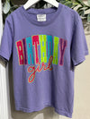 Purple Block Letter Birthday Girl Tee