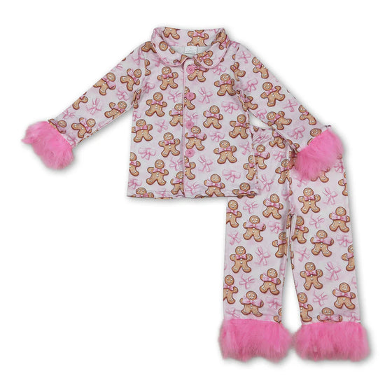 Pink Fur Gingerbread Pajamas