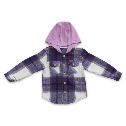 Purple flannel hoodie hot sale