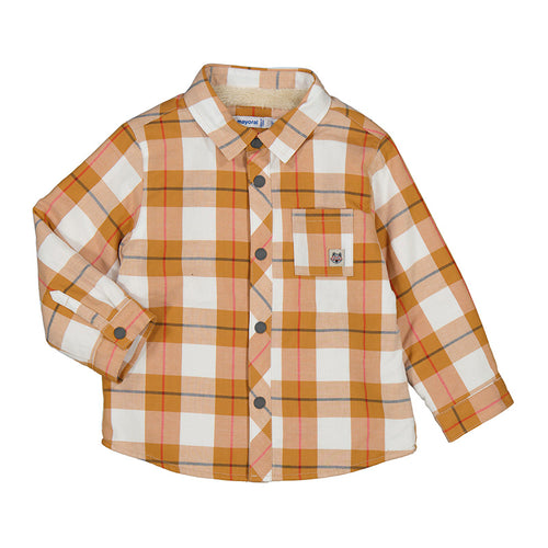 Orange Checkered Lined Overshirt