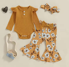  Orange Fall Floral 3-Piece Flared Set