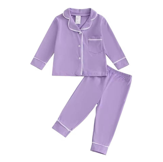 Purple Solid Colored Cotton Pajama Set