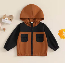  Black & Orange Colorblock Windbreaker