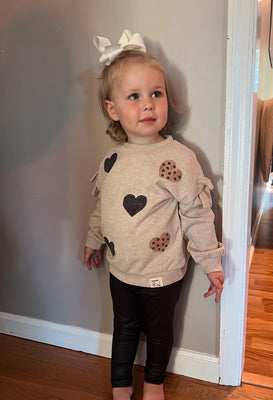 Heart Sweater & Faux Leather Legging Set