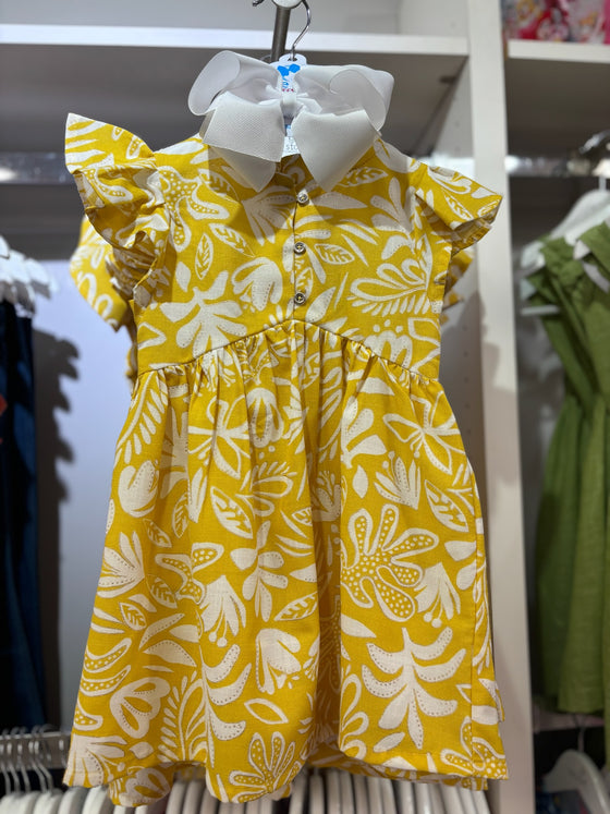 Yellow Tropical Printed Dress