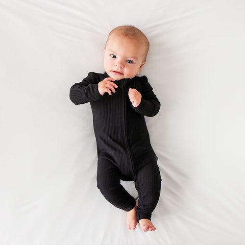 Solid Ribbed Black-Convertible One Piece