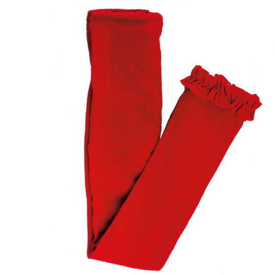 Classic Red Footless Ruffle Tights