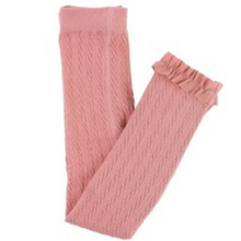  Dusty Rose Cable Knit-Footless Ruffle Tights