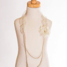  Elastic Floral Lace Necklace - Ivory