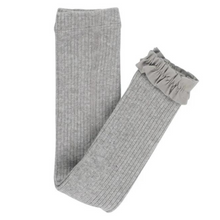  Heather Gray Ribbed Footless Tights