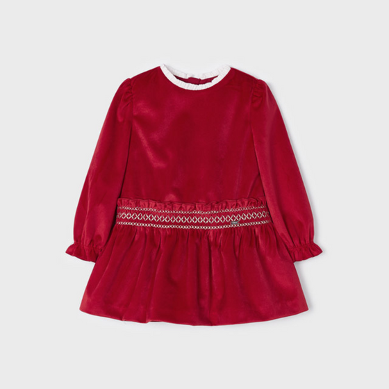 Honeycomb Dress w/Smock - Red