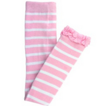  Pink Stripe Footless Ruffle Tights