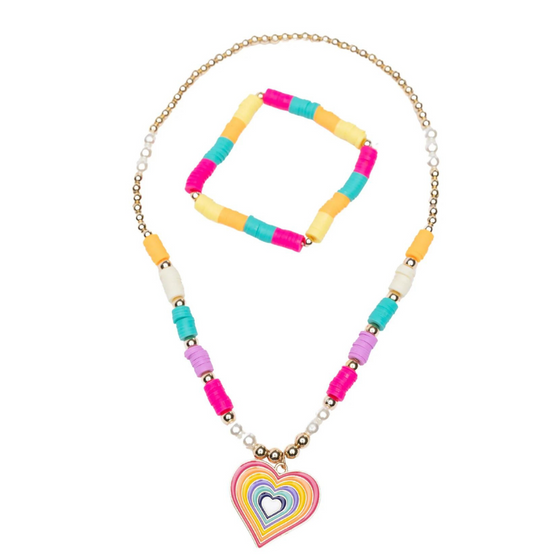 Rainbow Love Necklace & Bracelet Set