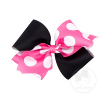  Wide King Two-Tone Polka Dot Bow- Hot Pink