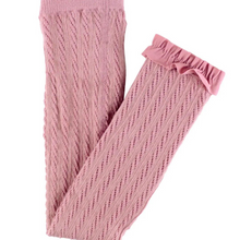  Wisteria Mauve Cable-Knit Footless Ruffle Tight