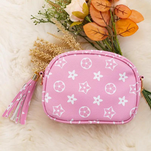  LIGHT PINK STAR PRINTED MINI PURSE WITH WIDE STRAP