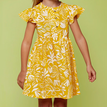  Yellow Tropical Printed Dress